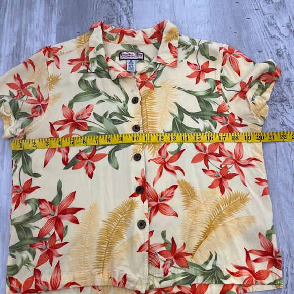 Jamaica Bay Vintage Floral Short Sleeve Tropical Hawaiian Button Down Shirt - Picture 7 of 8